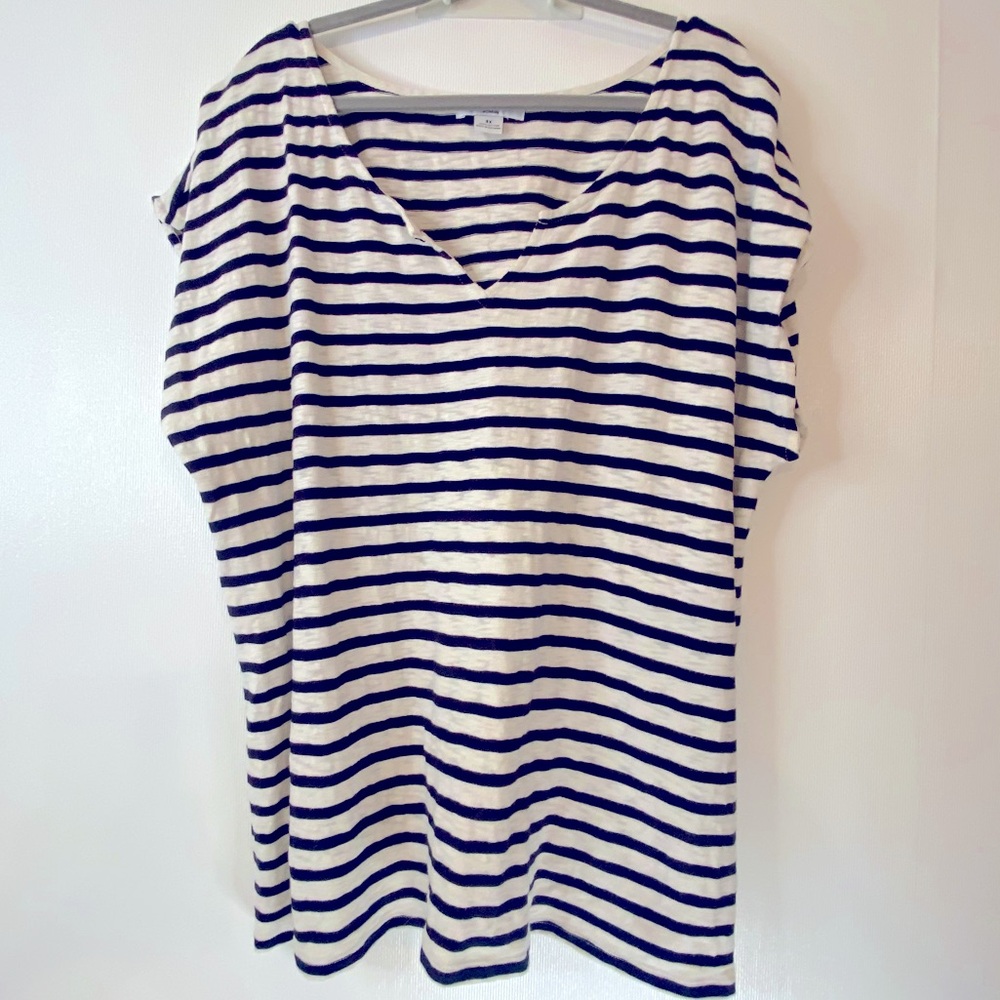Liz Claiborne Women Sz 3x Black Horizontal Stripes Creamy White Top